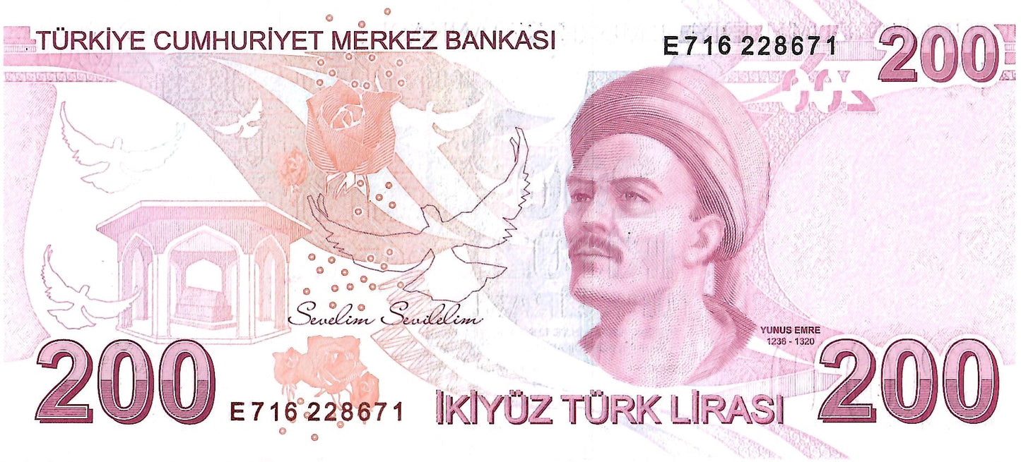 Turkey 200 Lira Banknote, P227d, 2009, UNC