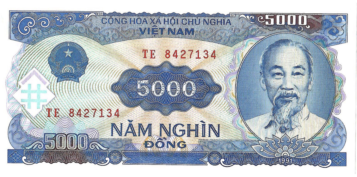 Vietnam 5,000 Dong Banknote, 1991, P108, UNC