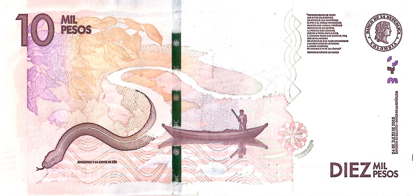 Colombia 10,000 Pesos, 2018, P-460, UNC