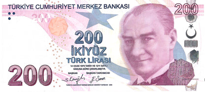 Turkey 200 Lira Banknote, P227d, 2009, UNC