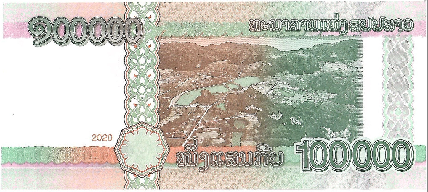 Laos 100,000 Kip Banknote, 2020, P-42a, UNC