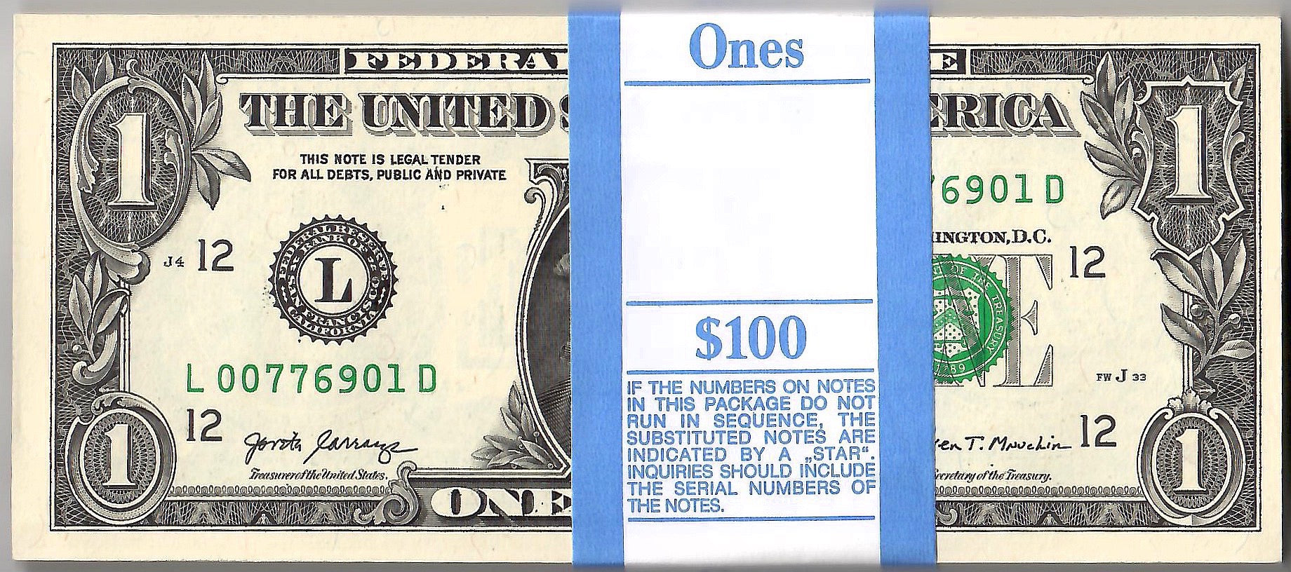 United States of America - 1 Dollar Banknote, 2017, UNC - 100 Pcs Bundle