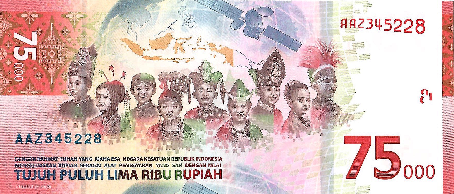 Indonesia 75,000 Rupiah, 2020, New UNC Commemorative