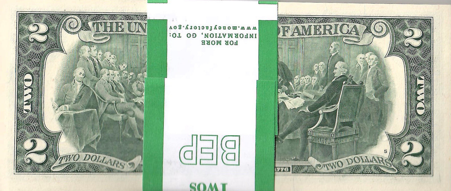 United States of America - 2 Dollars Banknote, 2017, UNC - 100 Pcs Bundle