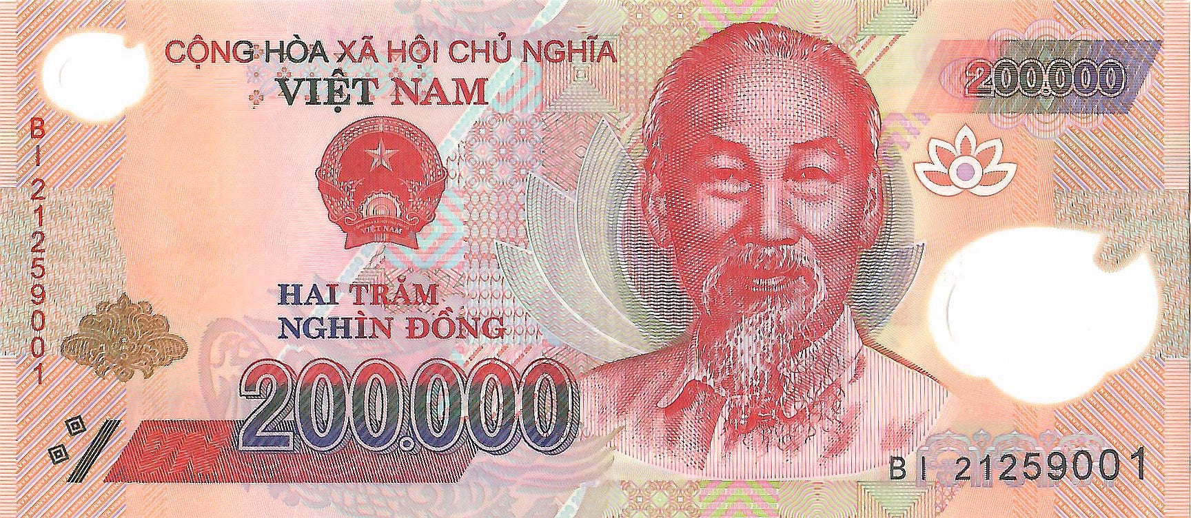 Vietnam 200,000 Dong Banknote, 2021, P-123l, UNC, Polymer