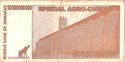 Zimbabwe 50 Billion Argo Cheque, 2008, Circulated