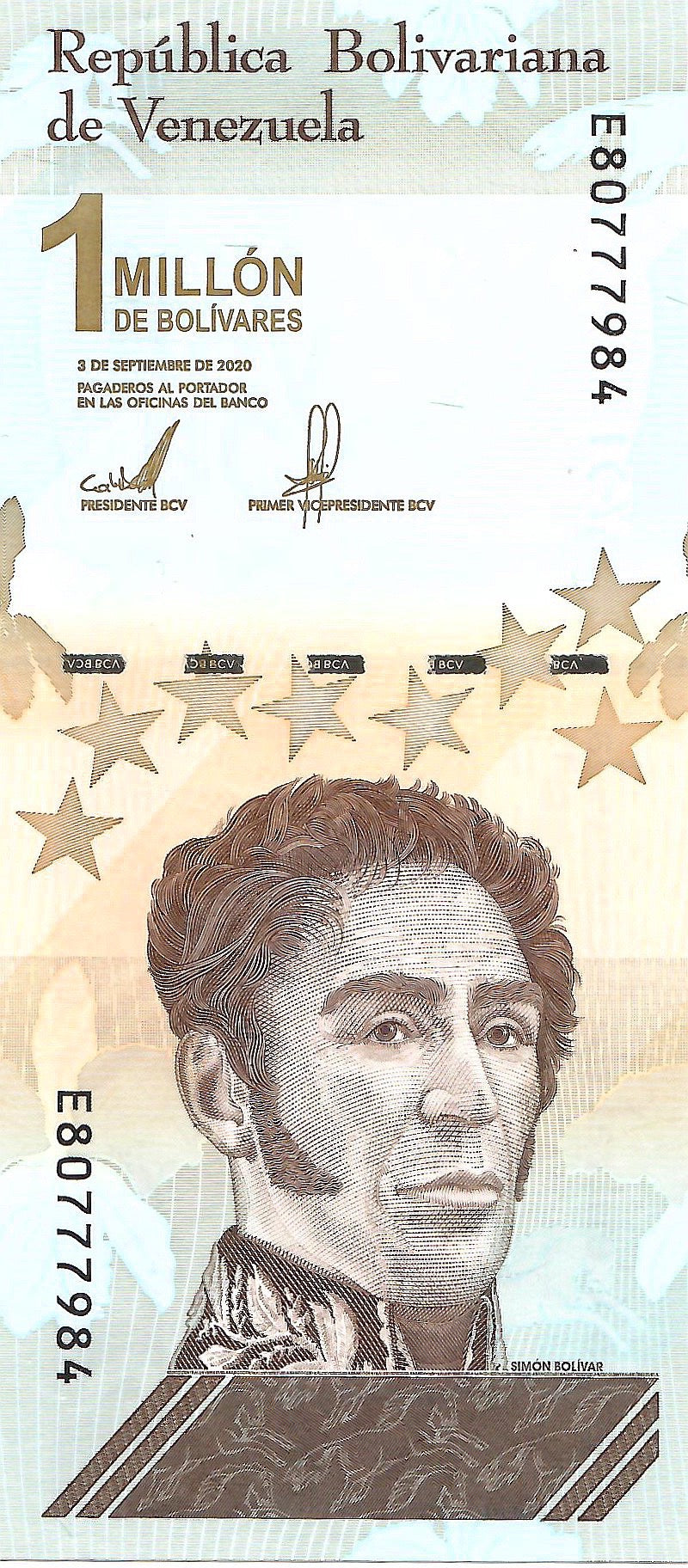 Venezuela 1 Million Bolivar Soberano, 2020 P114 UNC