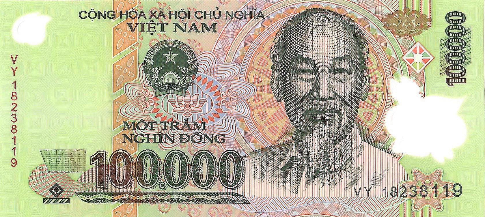 Vietnam 100,000 Dong Banknote, P-122 Polymer - CIRCULATED