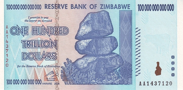 Zimbabwe 100 Trillion, 2008, P91, UNC