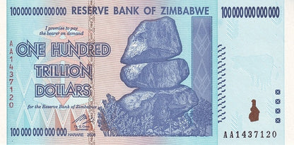Zimbabwe 100 Trillion, 2008, P91, UNC